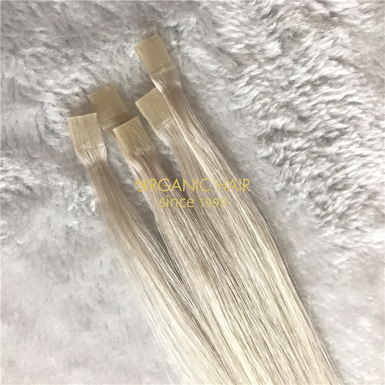 Human keratin flat tip hair extensions white ash #60A color X106 